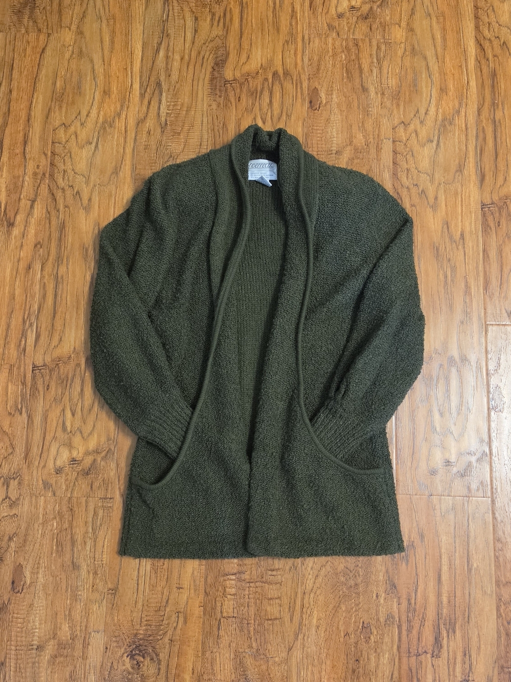 Vintage SidEffects Cozy Olive Green  Women's Cardigan Sweater Shoulder Pads